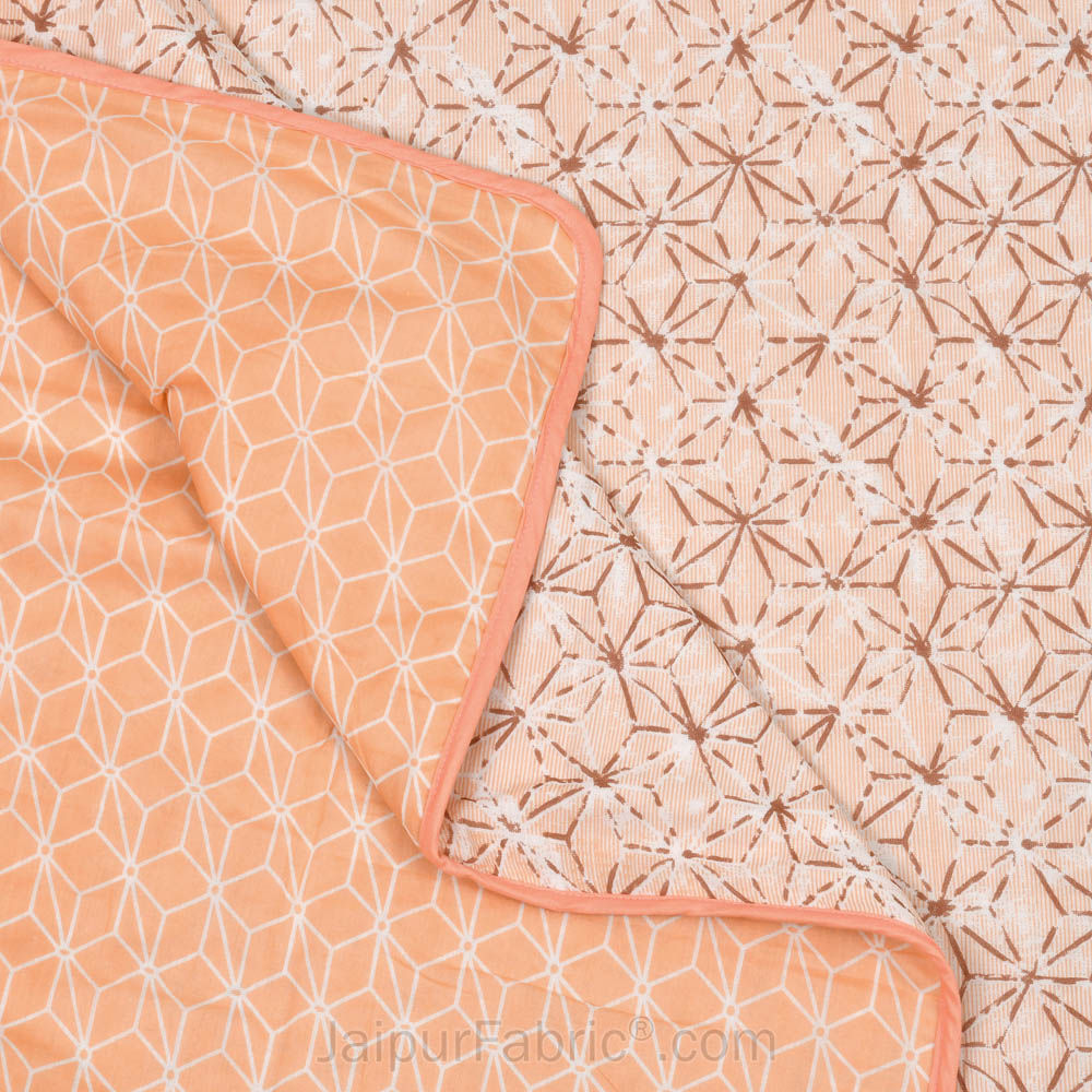 Geometricity Peach Single Bed Dohar Blanket